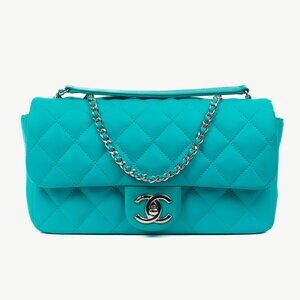 Chanel Teal Paris-Seoul Medium Lambskin Coco Rain Flap Bag